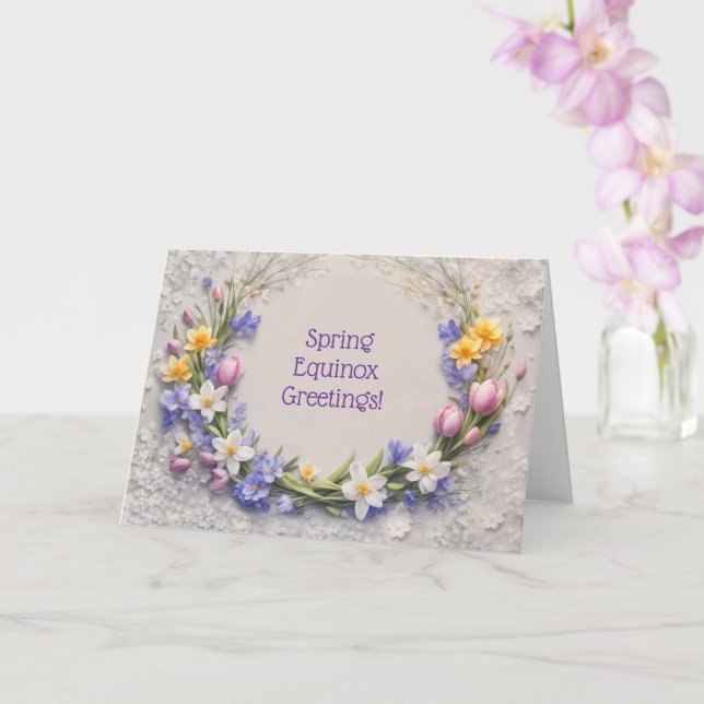 Ostara Spring Equinox Greetings Flowers Wreath  Kort (Orkide)