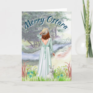 Ostara Vår Equinox Maiden & Bunny Helgkort
