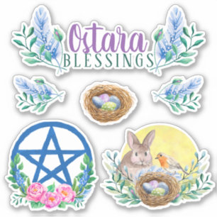 Ostara Vår Equinox Wicca Sabbat Blommigt Klistermärken