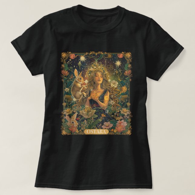 Ostara Vår Goddess Bunny Helgdag Tarot Card T Shirt (Design framsida)
