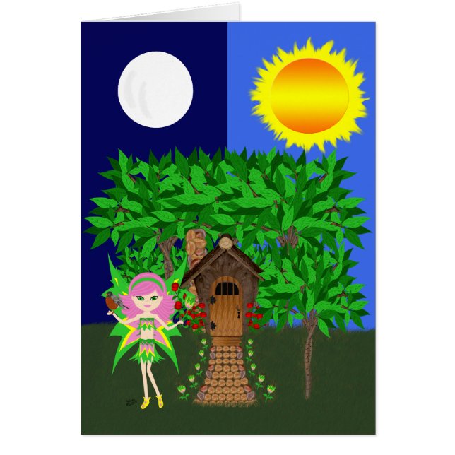 Ostara, Vår-kortet för Fe guddess gudinna Hälsningskort (Framsidan)