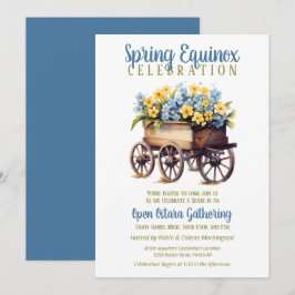 Ostara Vårjämndag Vintage Blommig Vagn Sabbat Inbjudningar