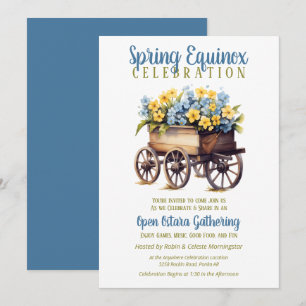 Ostara Vårjämndag Vintage Blommig Vagn Sabbat Inbjudningar