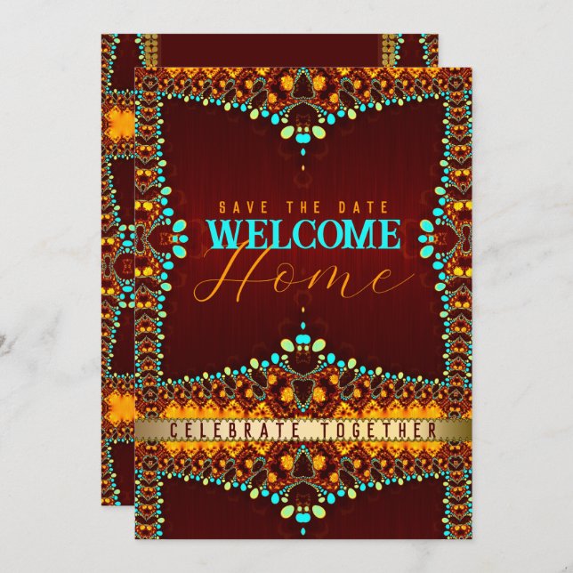 Östbohemsk välkomstfest inbjudningar (Fram/baksida)