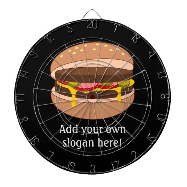 Ostburger - Novelty Food Image med egen text Piltavla (Framsidan)