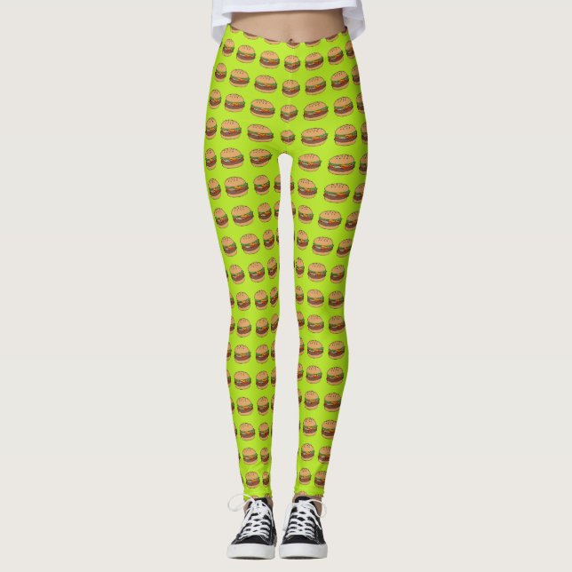 Ostburgers design på kalkbakgrund leggings (Framsida)
