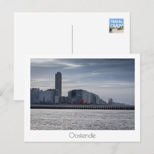 Ostend Coastal City Skyline, Belgien Vykort (Fram/baksida)