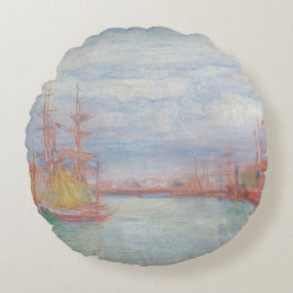 Ostend Harbour av James Ensor (1900) Rund Kudde