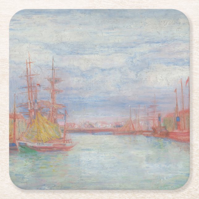 Ostend Harbour av James Ensor (1900) Underlägg Papper Kvadrat (Framsidan)