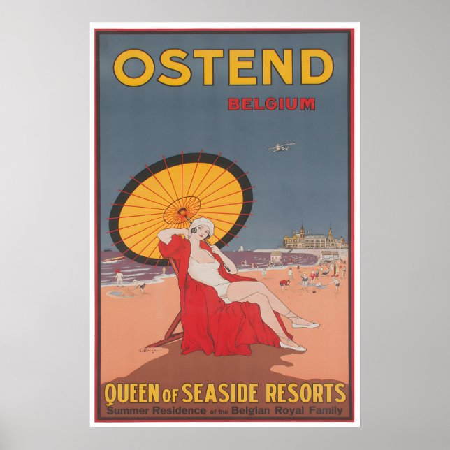 Ostend Resoraffisch Belgien Stränder Konsttryck Poster (Framsidan)