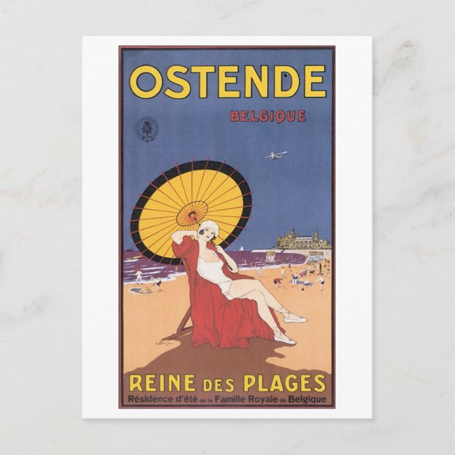 Ostende Belgique Travel Poster Vykort (Framsida)