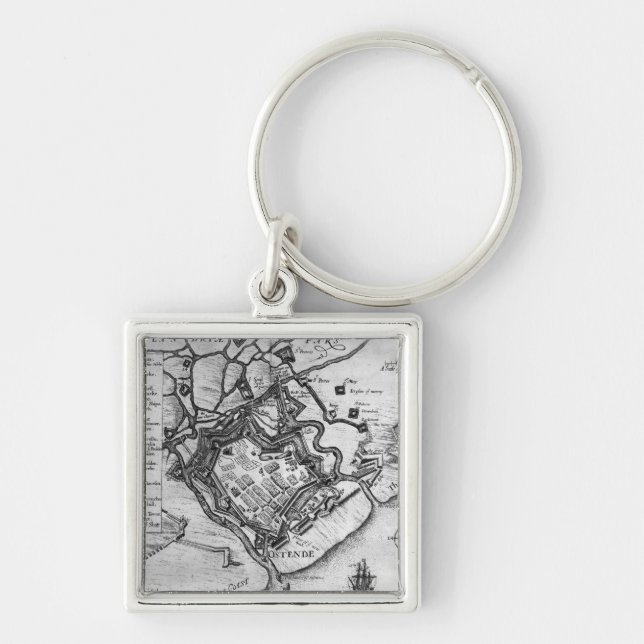 Ostende från 'kommentarer fyrkantig silverfärgad nyckelring (Framsidan)