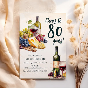 Ostens och vin charcuteri 80-års födelsedag för vu inbjudningar