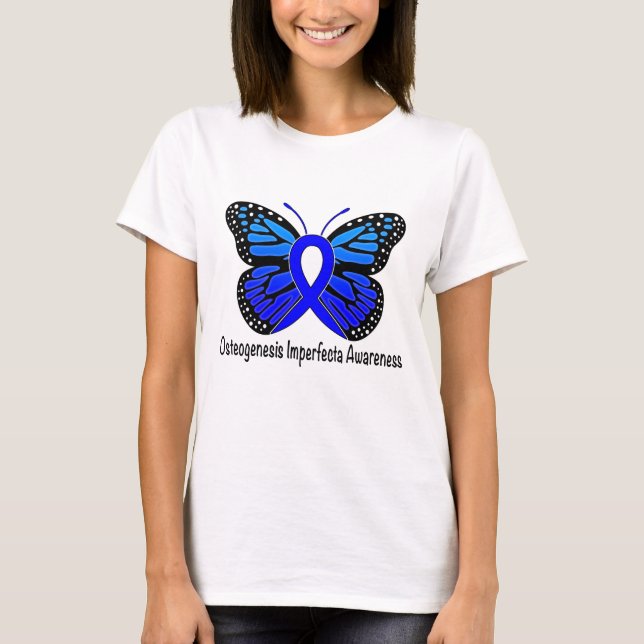Osteogenesis Imperfeecta Butterfly Awareness Ribbo T Shirt (Framsida)