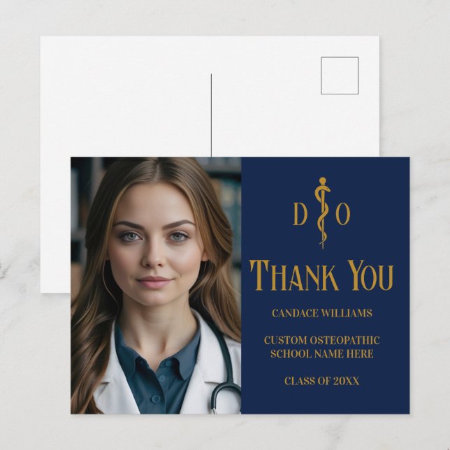 Osteopatisk Doktor-foto-Tack för marinblått Guld Vykort (Fram/baksida)