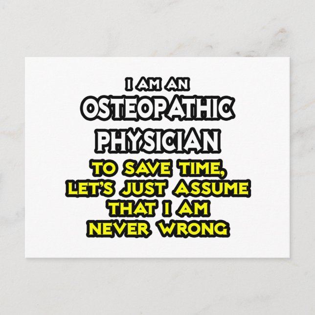 Osteopatisk läkarjoke ... Aldrig fel Vykort (Framsida)