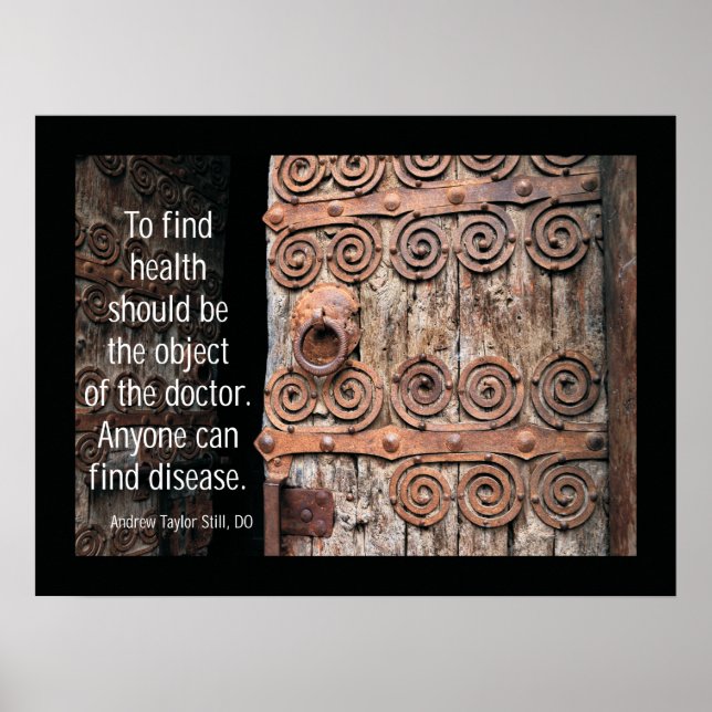 Osteopatisk sökning - hälsocitat av A.T. still Poster (Framsidan)