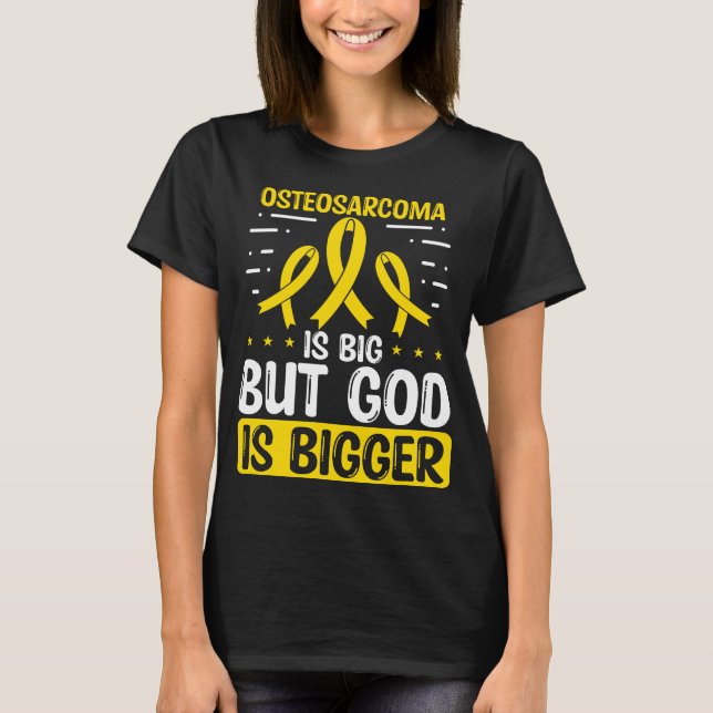 Osteosarcoma Awareness God Bone Cancer Ribbon T Shirt (Framsida)