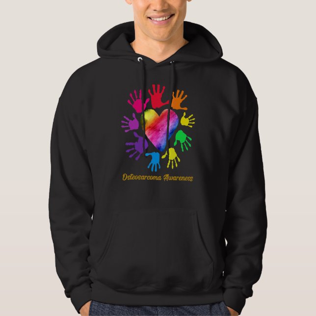 Osteosarcoma Awareness Händer Osteosarcoma Hoodie (Framsida)