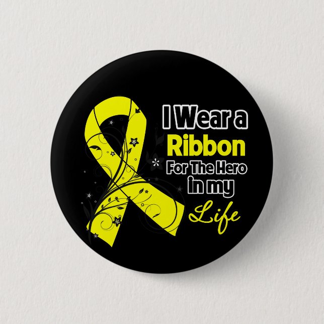 Osteosarcoma Ribbon Hero i mitt liv Knapp (Framsida)
