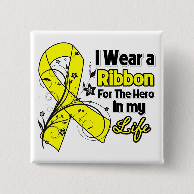 Osteosarcoma Ribbon Hero i mitt liv Knapp (Framsida)