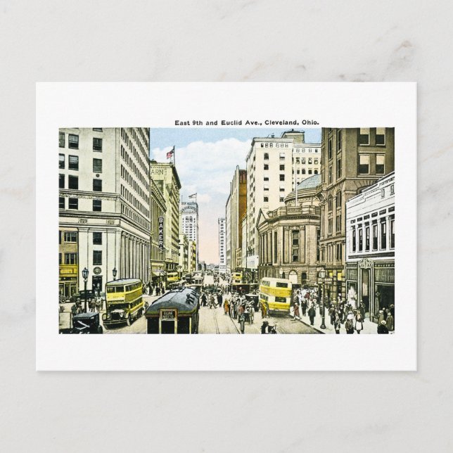 Öster 9th och Euclid Avenue, Cleveland, Ohio Vykort (Framsida)