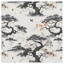 Öster Asian Bläck Tvättar Fabric Tyg