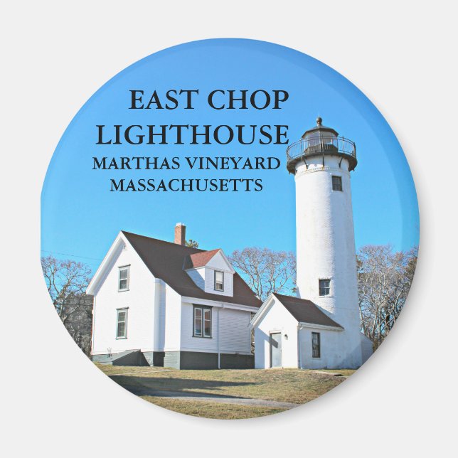 Öster Chop Lighthouse, Massachusetts Round Magnet (Framsidan)