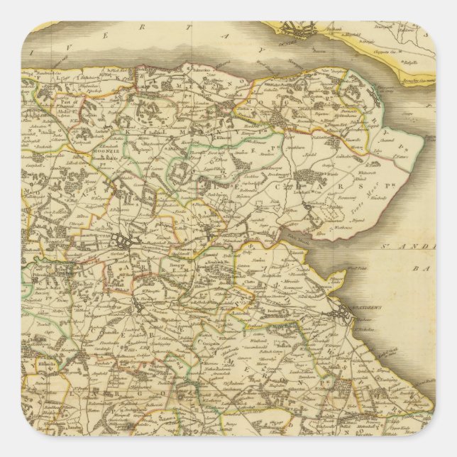 Öster Fife Fyrkantigt Klistermärke (Framsida)