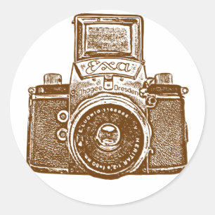 Öster German Camera - Brown Runt Klistermärke