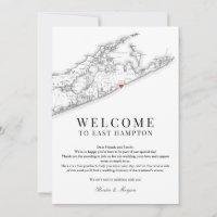 Öster Hampton NY Bröllop Välkommen Brev Black Whit