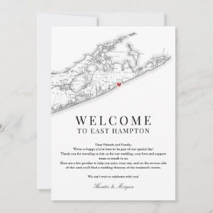 Öster Hampton NY Bröllop Välkommen Brev Black Whit Tack Kort