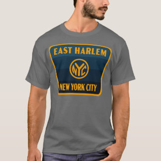 Öster Harlem New York City Retro Token Badge Blue T Shirt