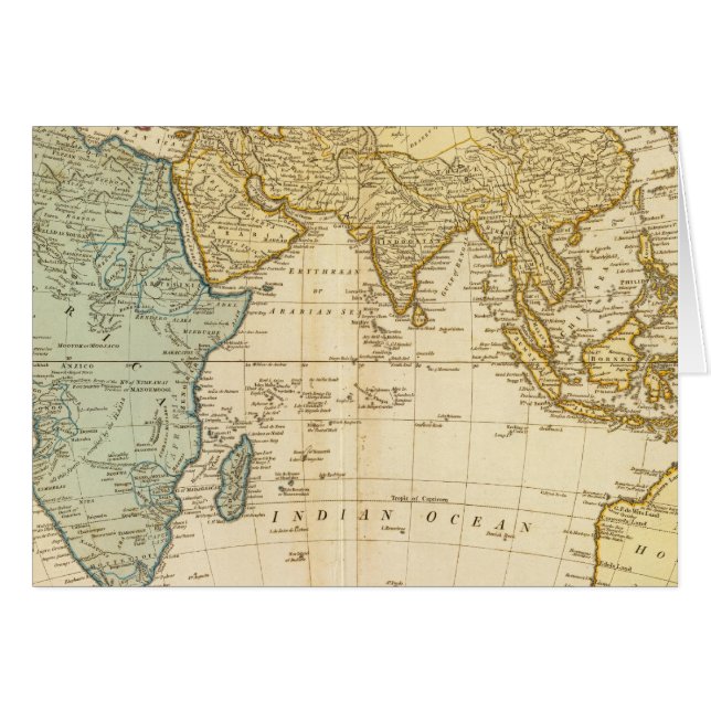 Öster Hemisphere karta Hälsningskort (Framsidan Horizontal)