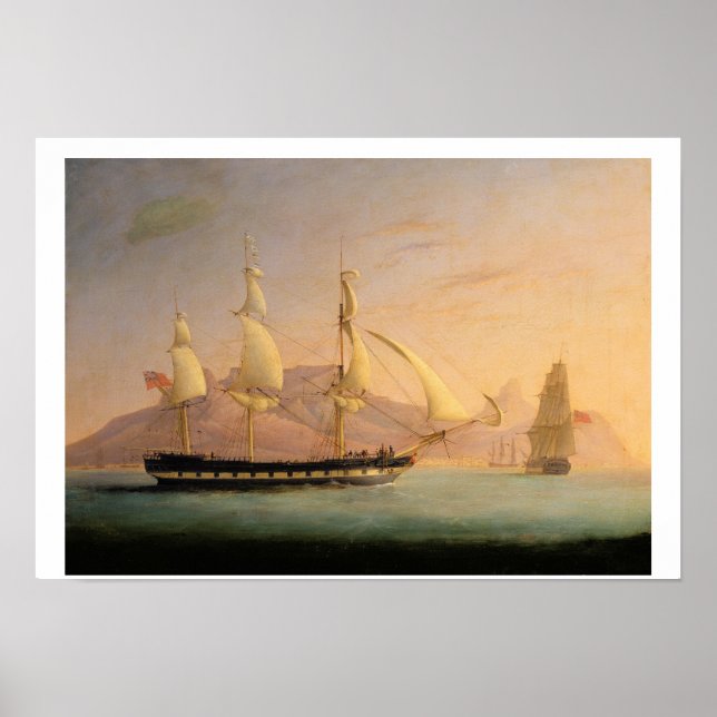 Öster Indiaman Outward Bound off Cape Town and Tab Poster (Framsidan)
