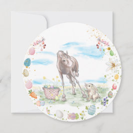 Oster Karte mit Pferd und Osterhase, Grusskarte Julkort