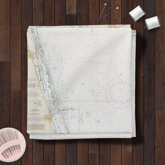 Öster Kusten Florida ⚓ autentiskt nautiskt diagram Tyg (East Coast Florida ⚓ Authentic Nautical Chart -- Choose from 7 Fabric Types)