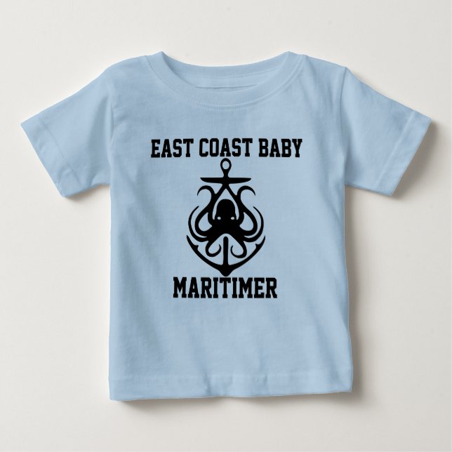 Öster Kusten Maritimer-ankaret bläckfisk Baby skjo T Shirt (Framsida)
