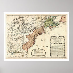 Öster Kusten och Kanada Karta 1756 Poster
