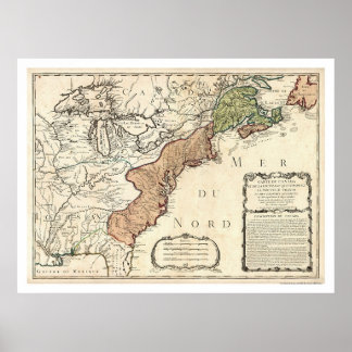 Öster Kusten och Kanada Karta 1756 Poster