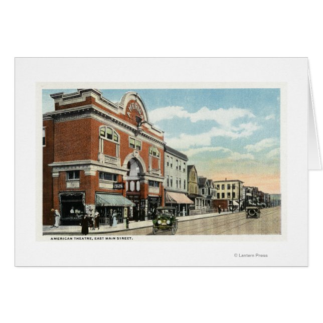 Öster Main Street View of the American Theater Hälsningskort (Framsidan Horizontal)