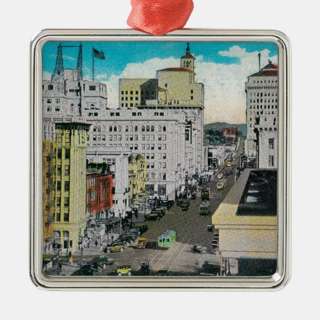 Öster på Broadway från det San Diego hotellet Julgransprydnad Metall (Framsidan)