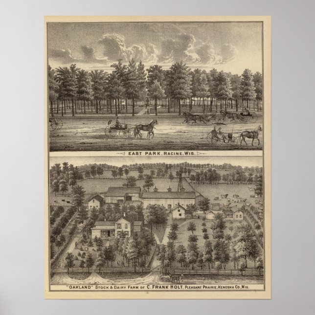 Öster Park, Racine och Oakland Farm Poster (Framsidan)