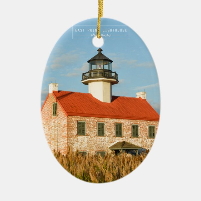 Öster pekar lighthouse.en julgransprydnad keramik (Framsidan)