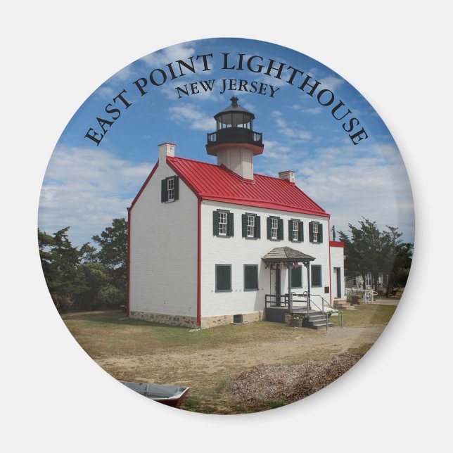 Öster Point fyr, New jersey Round Magnet (Framsidan)