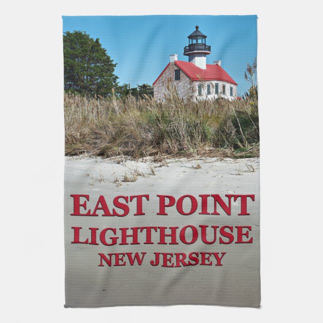 Öster Point fyr, New jersey Tea Towel Kökshandduk (Vertikal)