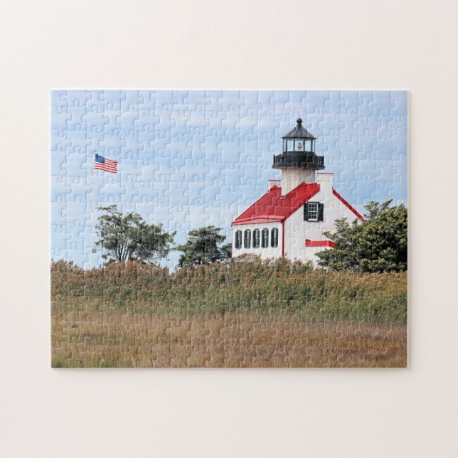 Öster Point Lighthouse, New jersey Jigszawa Puzzle Pussel (Horisontell)