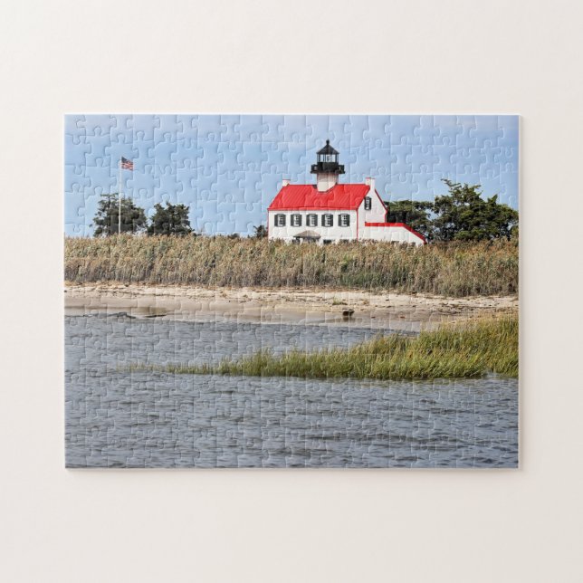 Öster Point Lighthouse, New jersey Jigszawa Puzzle Pussel (Horisontell)