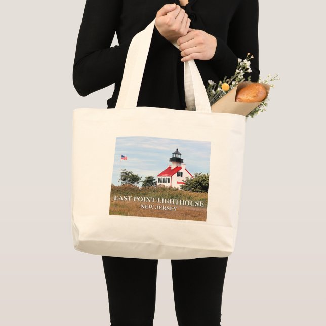 Öster Point Lighthouse, New jersey Jumbo Tote Bag Tygkasse (Framsida (produkt))