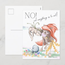 Oster Postkarte mit Pferd und Hase, lustige Tiere Helg Vykort